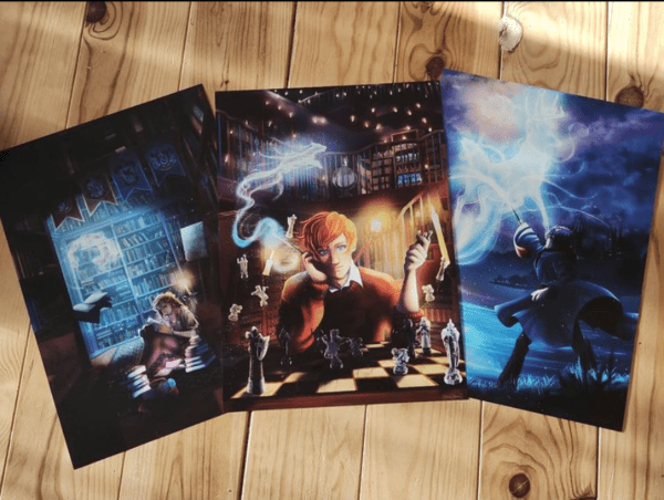 Le Trio Magique – Ron, Hermione et Harry avec leurs Patronus - Format A3 – Image 2