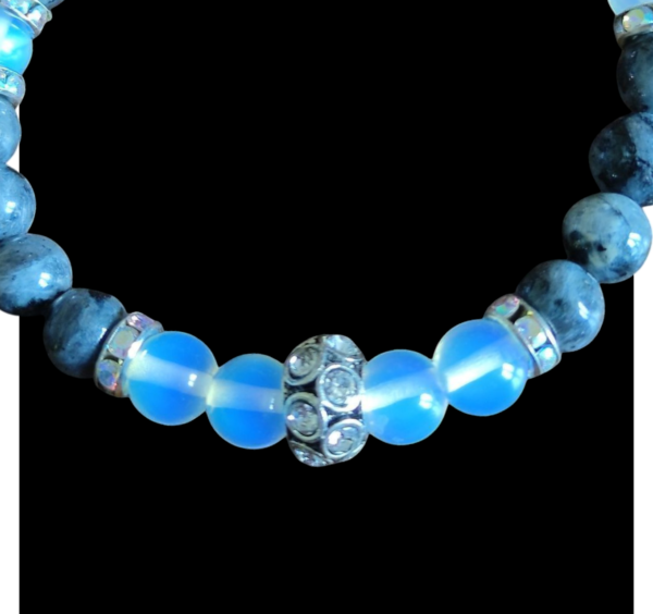Ensemble collier et bracelet femme en Labradorite grise et opale – Image 2