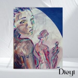 Présence trois silhouettes fémnines avec une lune